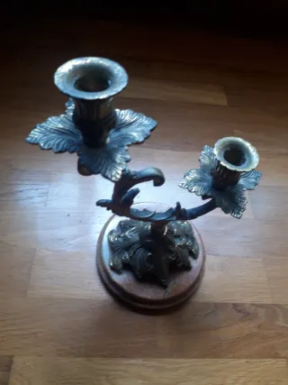2 Candelabros Bronce y Mármol