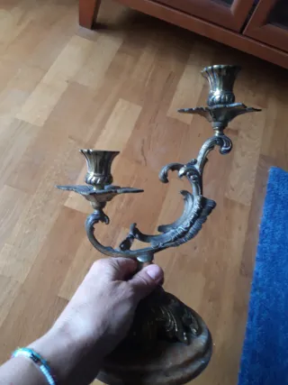 2 Candelabros Bronce y Mármol