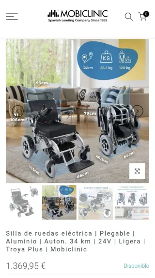 Silla de ruedas Mobiclinic Troya Plus eléctrica