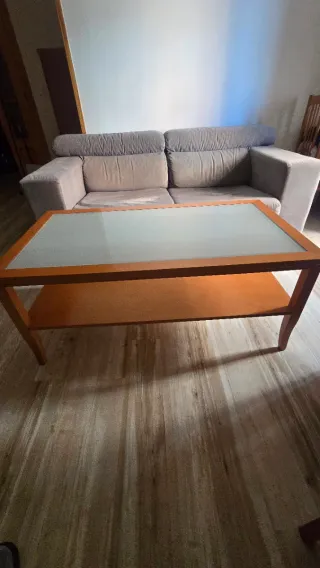 Mesa de centro madera y cristal