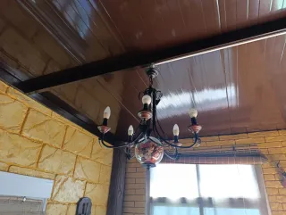 2 Lámpara de forja negra y marrón