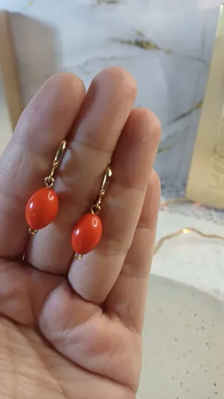 Pendientes Corales y Chapado Oro 18k