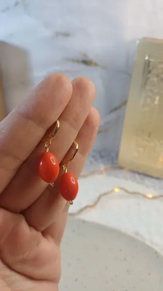 Pendientes Corales y Chapado Oro 18k