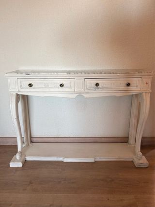 Mueble recibidor blanco mármol
