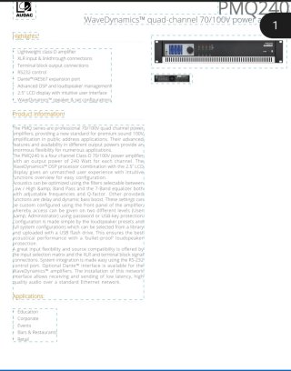 Amplificador Profesional Audac PMQ240 Negro