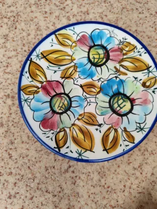 Plato decorativo cerámica flores