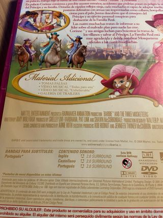 DVD Barbie. las Tres Mosqueteras,  karaoke y otras