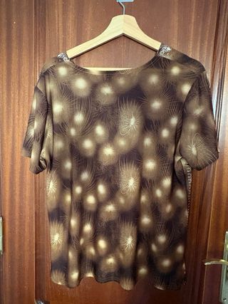 Blusa DMJ vintage estampado floral marrón XL