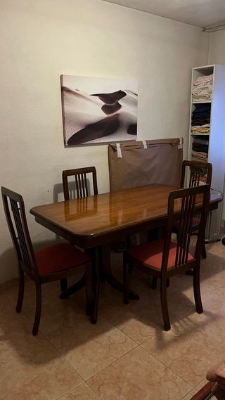 Mesa comedor de madera + 4 sillas. VENTA URGENTE!