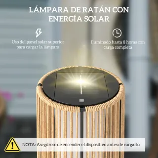 Farola Solar Ratán Exterior Beige