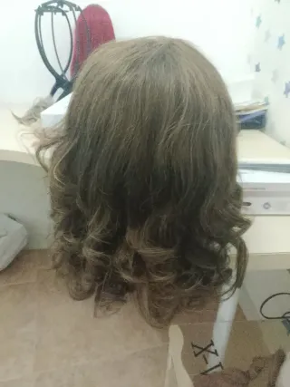 Peluca cabello natural humano castaño