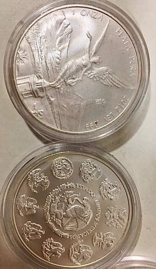 Moneda de onza Plata Mexicana, año 2012