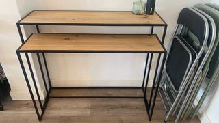 Consola madera y metal negra