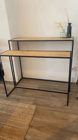 Consola madera y metal negra