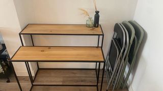 Consola madera y metal negra