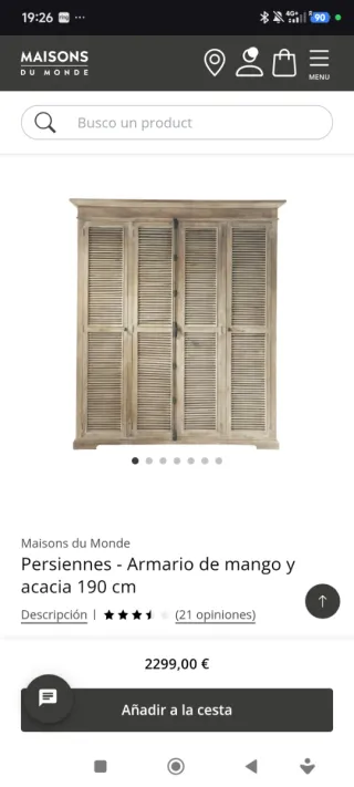 Armario color beige y marrón/ mango y acacia