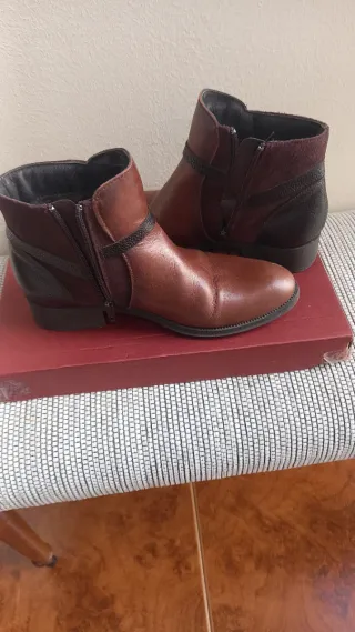 Botines de piel mujer marrón y negro