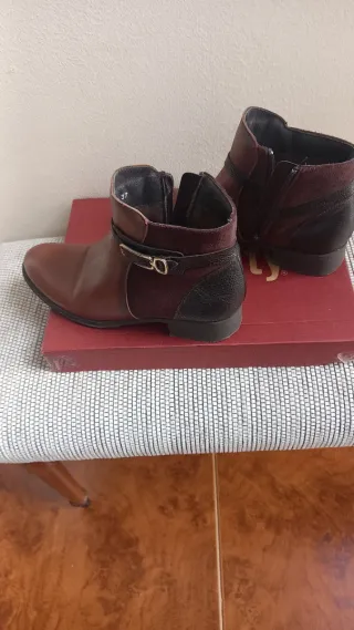 Botines de piel mujer marrón y negro