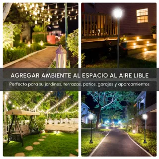 Farola Solar Jardín Negra