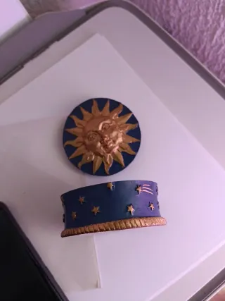 Joyero Cerámica Sol Azul Dorado