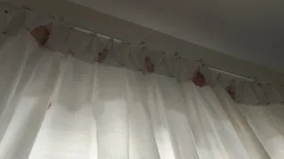Cortinas beige con círculos