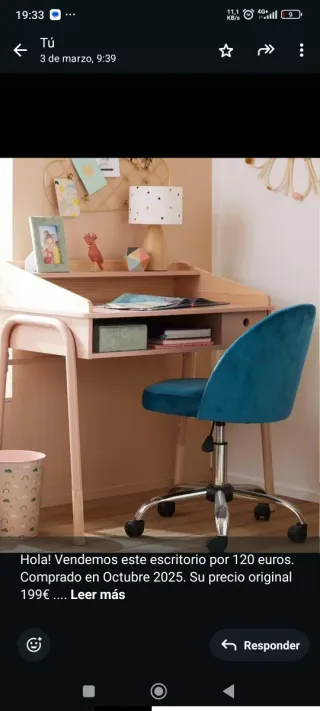 Escritorio rosa y azul