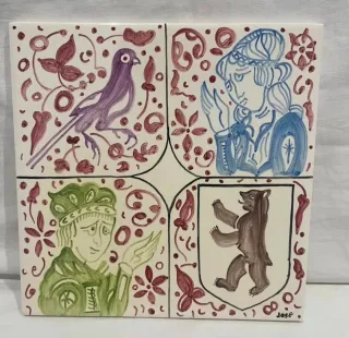 Azulejo artesanal pintado a mano 20x20 cm