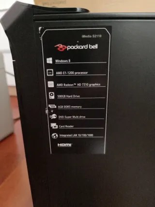 Packard Bell iMedia S2110 PC Torre Negra