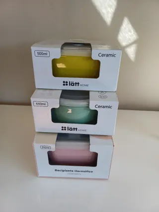 Set 3 Tupper Cerámica con Tapa de plástico