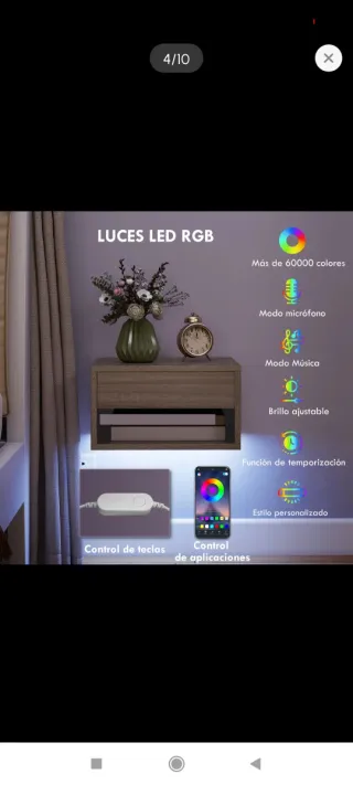 2 Mesitas Noche Flotantes LED
