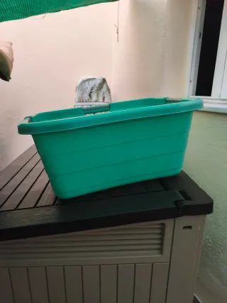 Cesta de plástico verde para ropa