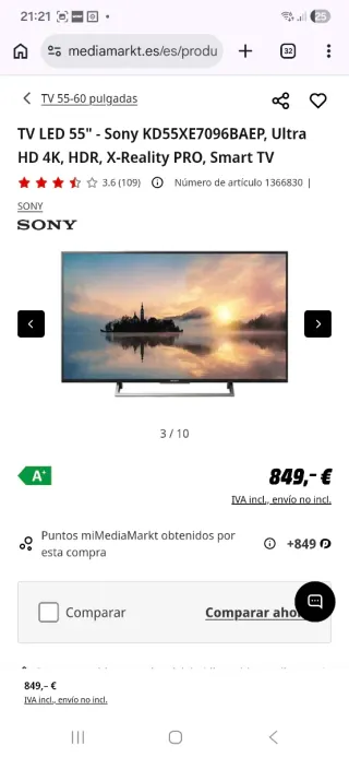Smart TV 55" 4K UHD Sony Bravía