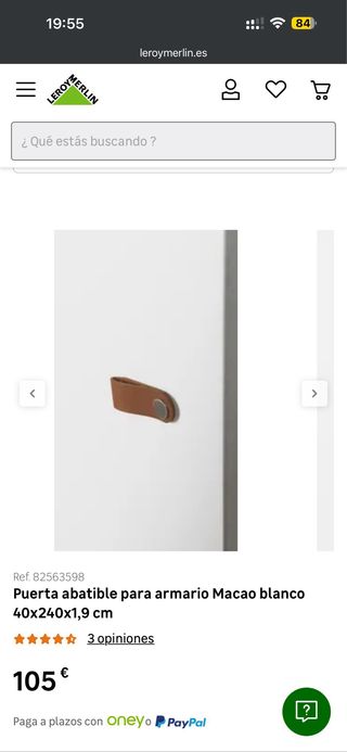 Puerta armario Macao blanco 40x240 cm