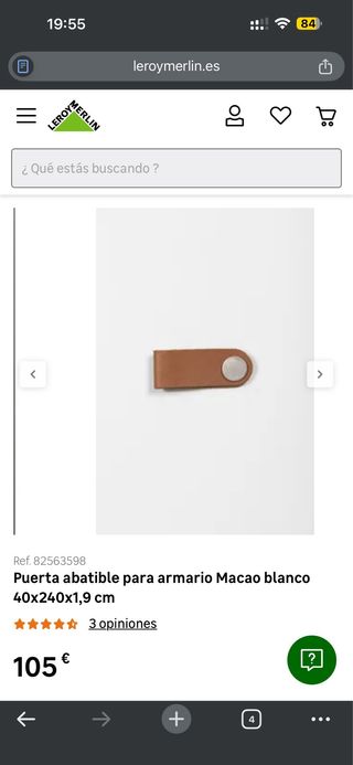 Puerta armario Macao blanco 40x240 cm