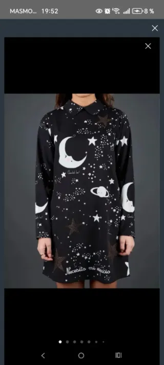 Vestido estampado lunas y estrellas con strass