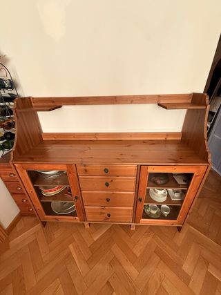 Mueble Alacena Madera con puerta cristal