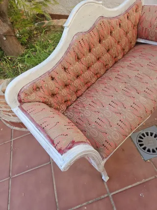Mini diván rosa y blanco