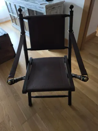 Silla Vintage Piel y Madera