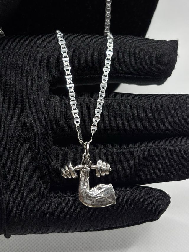 Collar Plata 925 Brazo con Mancuerna