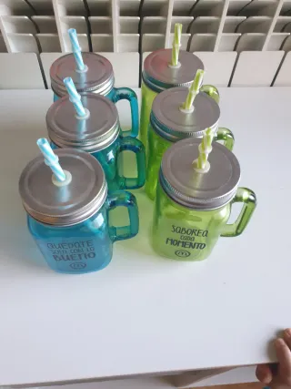 Set 6 Vasos Smoothie con Pajita