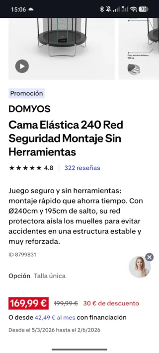 Cama elástica Domyos 240cm