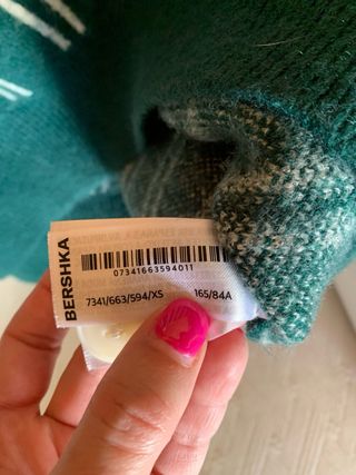 Camisola Bershka Malha Listrada Bege/Verde XS