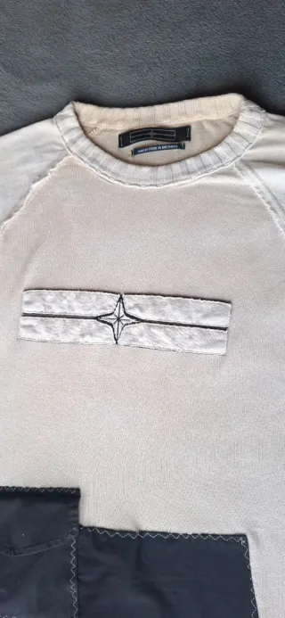 Stone Island Felpa Beige Nera Taglia L, cotone