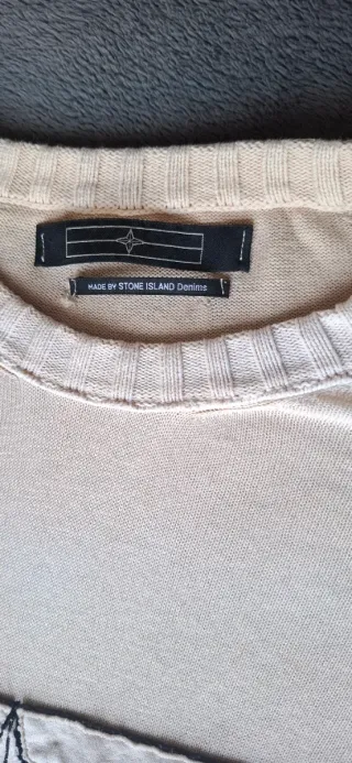 Stone Island Felpa Beige Nera Taglia L, cotone