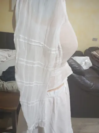 Conjunto vintage blusa y falda con encaje y museli