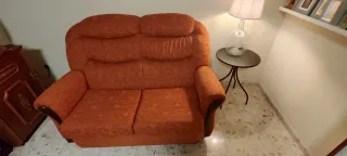 Sofá doble y dos sillones tela naranja
