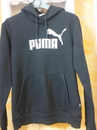 Felpa Puma nera con logo bianco
