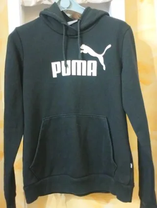 Felpa Puma nera con logo bianco