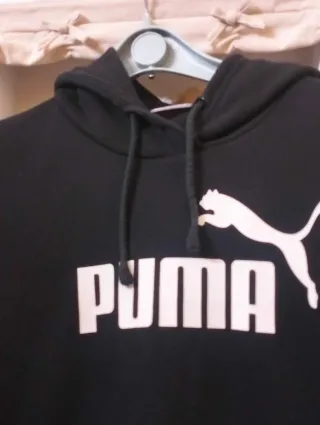 Felpa Puma nera con logo bianco