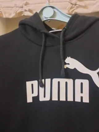 Felpa Puma nera con logo bianco